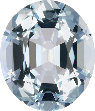 Oval cut aquamarine, 12.73 by 10.81 mm, shown at actual size