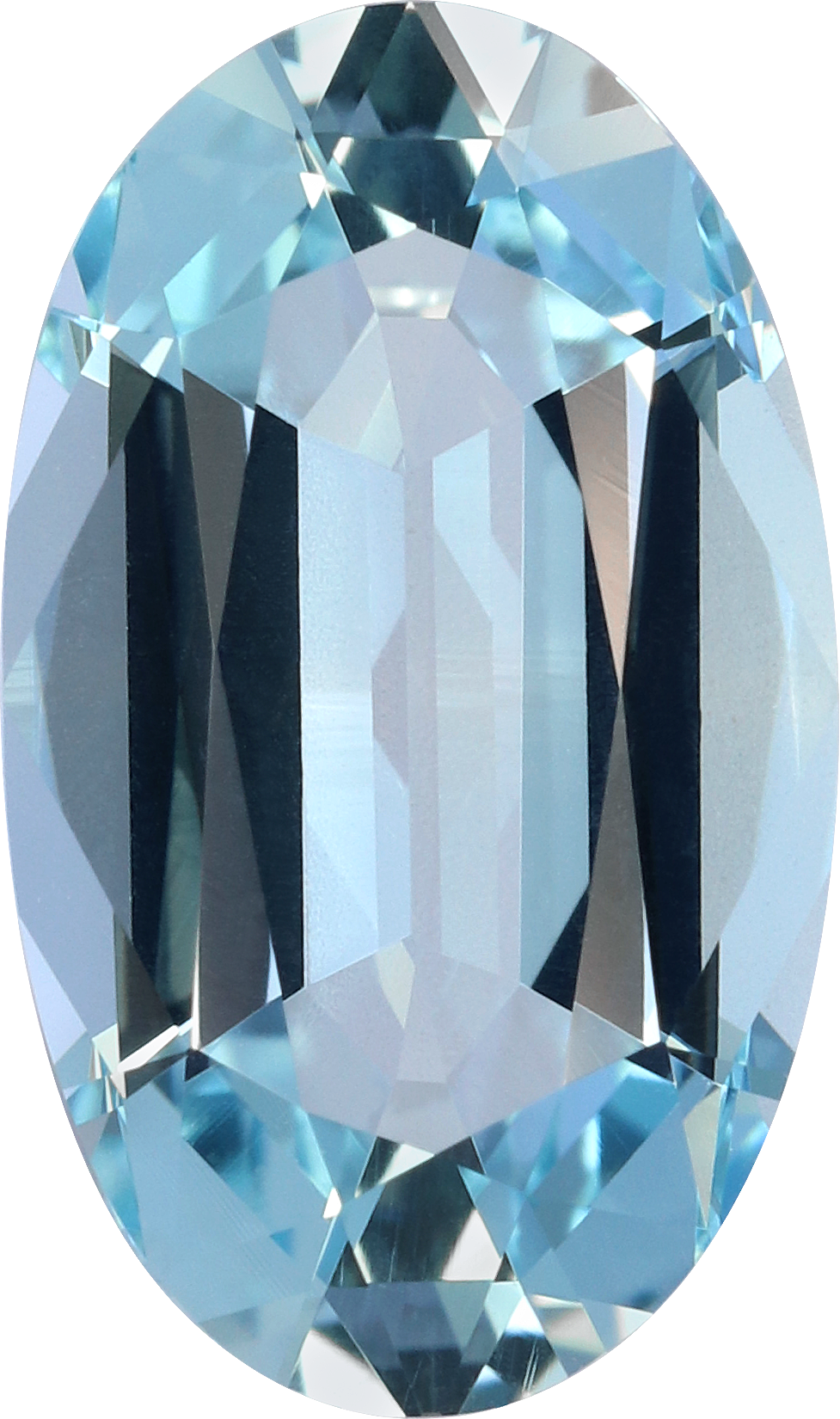 Oval cut aquamarine, 13.21 by 7.86 mm, shown at actual size