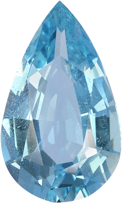 Pear cut aquamarine, 12.27 by 7.41 mm, shown at actual size