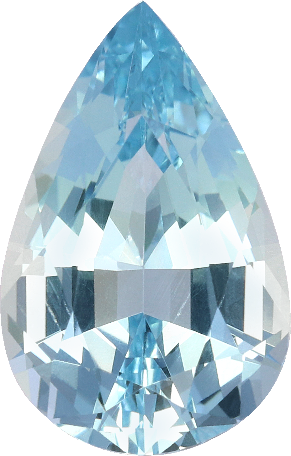 Pear cut aquamarine, 12.51 by 8.09 mm, shown at actual size