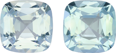 Cushion cut aquamarine, 16.98 by 16.91 mm, shown at actual size