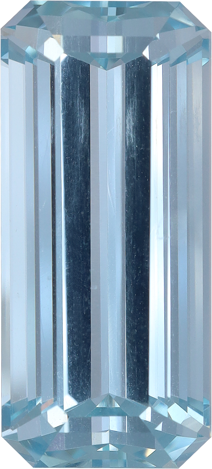 Rectangular cut aquamarine, 23.97 by 10.83 mm, shown at actual size