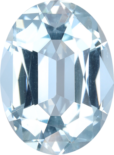Oval cut aquamarine, 15.65 by 11.59 mm, shown at actual size