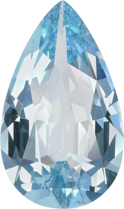 Pear cut aquamarine, 14.63 by 8.79 mm, shown at actual size