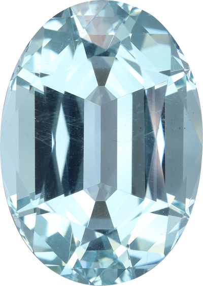Oval cut aquamarine, 20.8 by 14.89 mm, shown at actual size