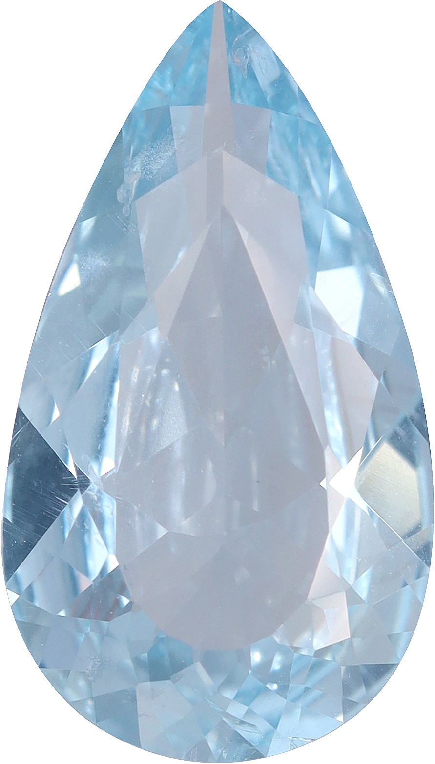 Pear cut aquamarine, 15.28 by 8.78 mm, shown at actual size