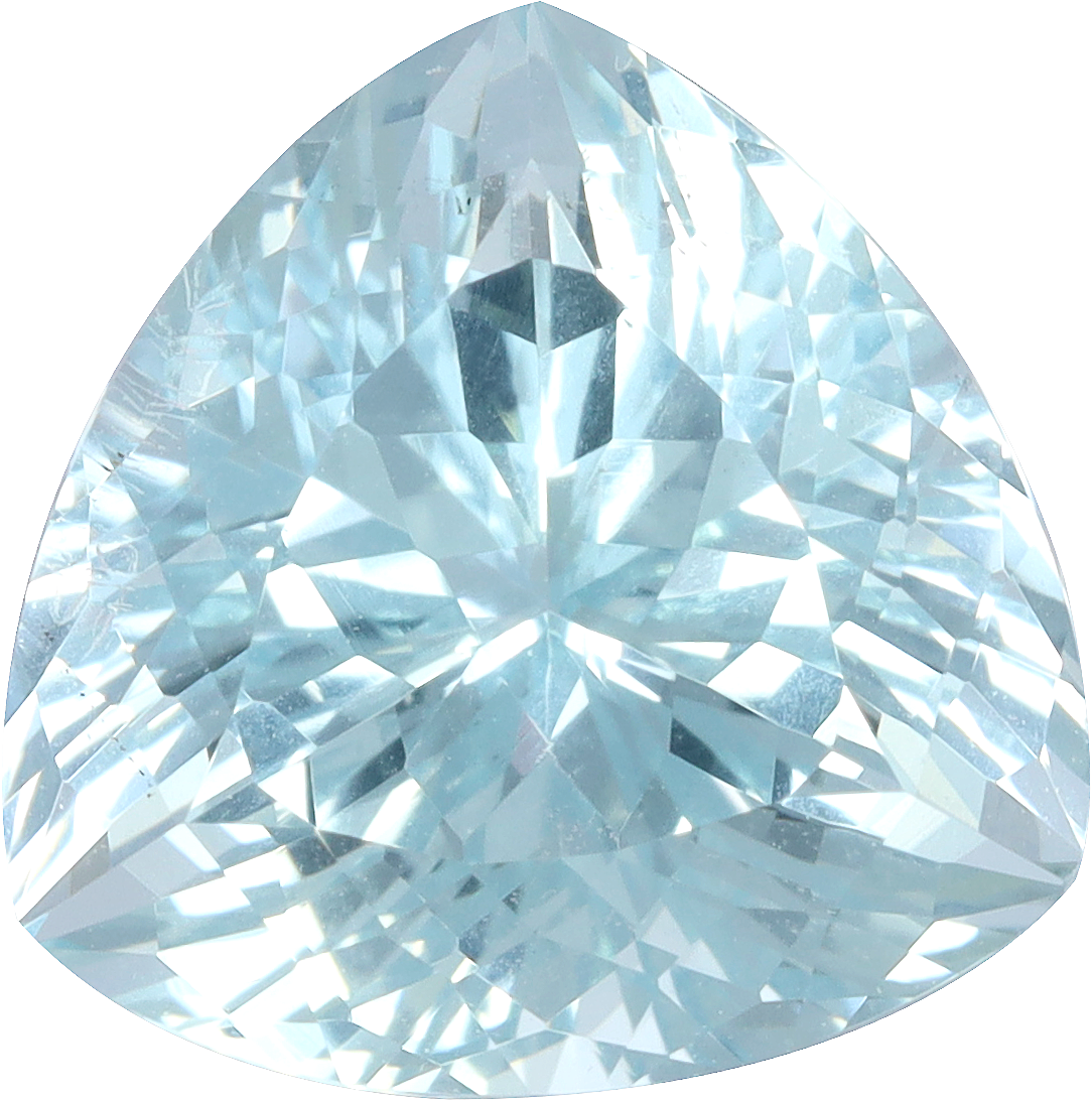 Trilliant cut aquamarine, 10.1 by 10.01 mm, shown at actual size