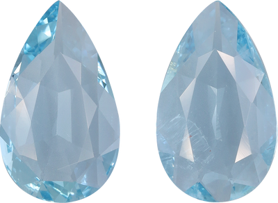 Pear cut aquamarine, 13.29 by 7.95 mm, shown at actual size