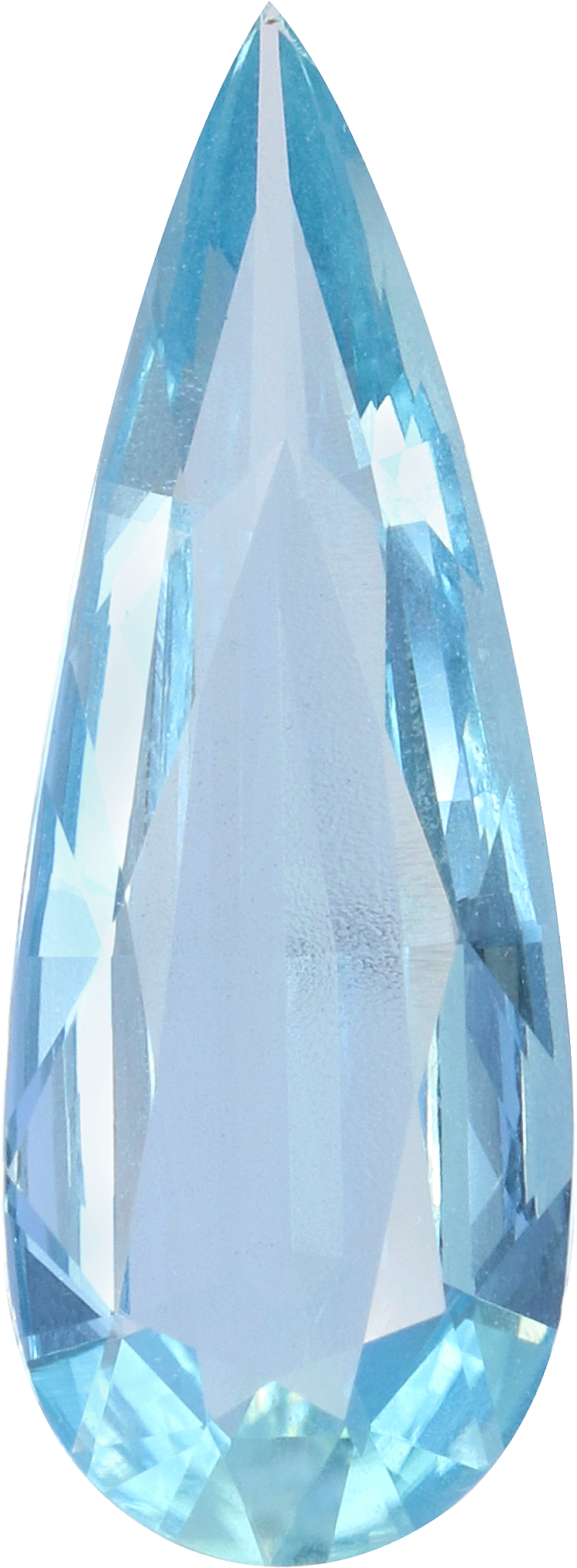 Pear cut aquamarine, 17.48 by 6.45 mm, shown at actual size