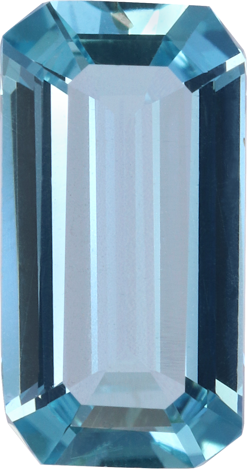 Rectangular cut aquamarine, 10.25 by 5.41 mm, shown at actual size