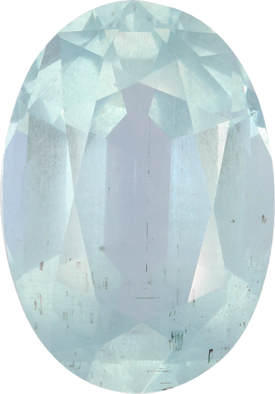 Oval cut aquamarine, 13.11 by 9.26 mm, shown at actual size