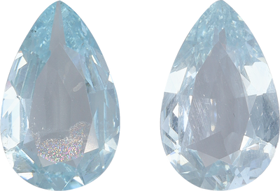 Pear cut aquamarine, 11.92 by 7.54 mm, shown at actual size