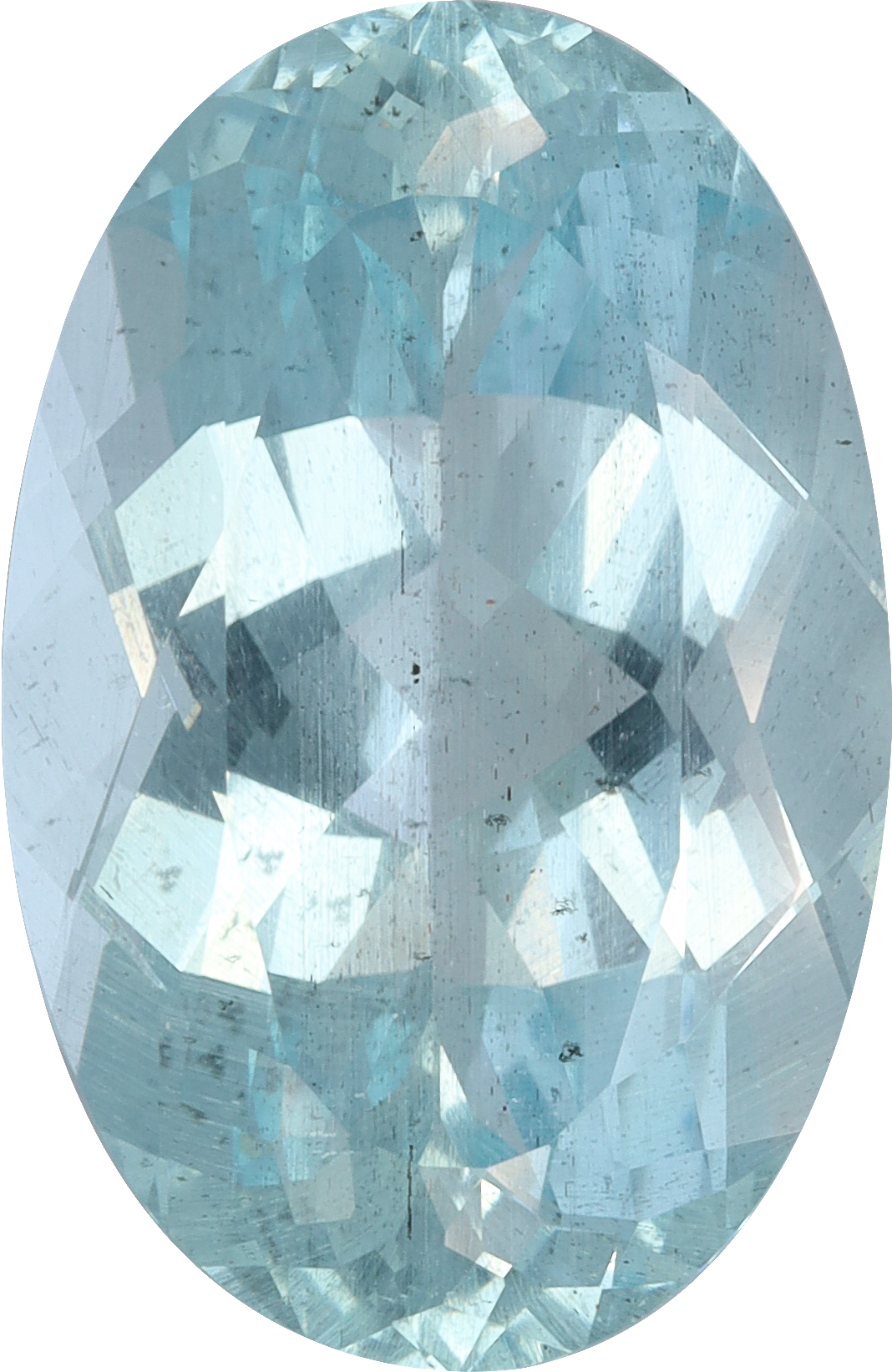 Oval cut aquamarine, 20.17 by 13.1 mm, shown at actual size