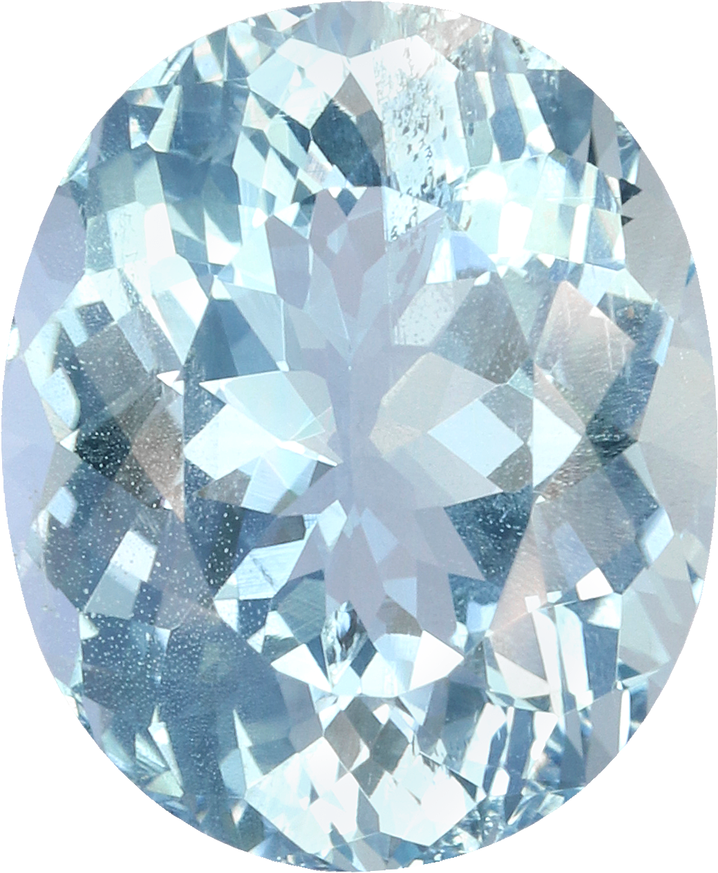 Oval cut aquamarine, 13.11 by 10.92 mm, shown at actual size