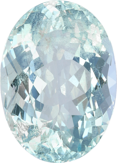 Oval cut aquamarine, 14.97 by 10.72 mm, shown at actual size