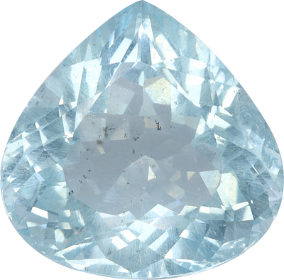 Pear cut aquamarine, 16.35 by 16.53 mm, shown at actual size