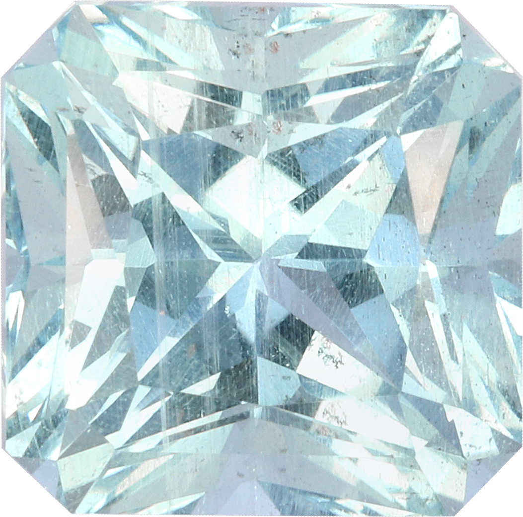Square cut aquamarine, 11.47 by 11.25 mm, shown at actual size