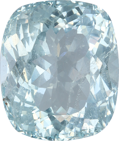 Cushion cut aquamarine, 14.43 by 12.26 mm, shown at actual size