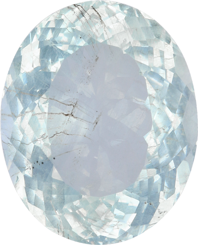 Oval cut aquamarine, 17.81 by 14.51 mm, shown at actual size