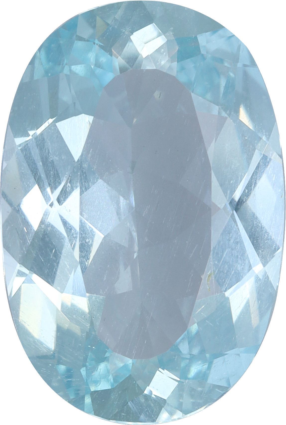 Oval cut aquamarine, 14.85 by 10.05 mm, shown at actual size