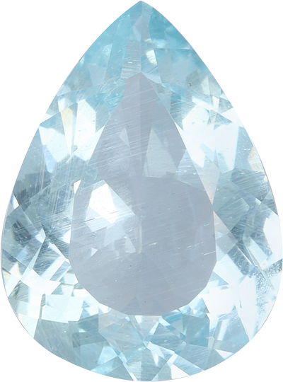 Pear cut aquamarine, 17.33 by 12.79 mm, shown at actual size
