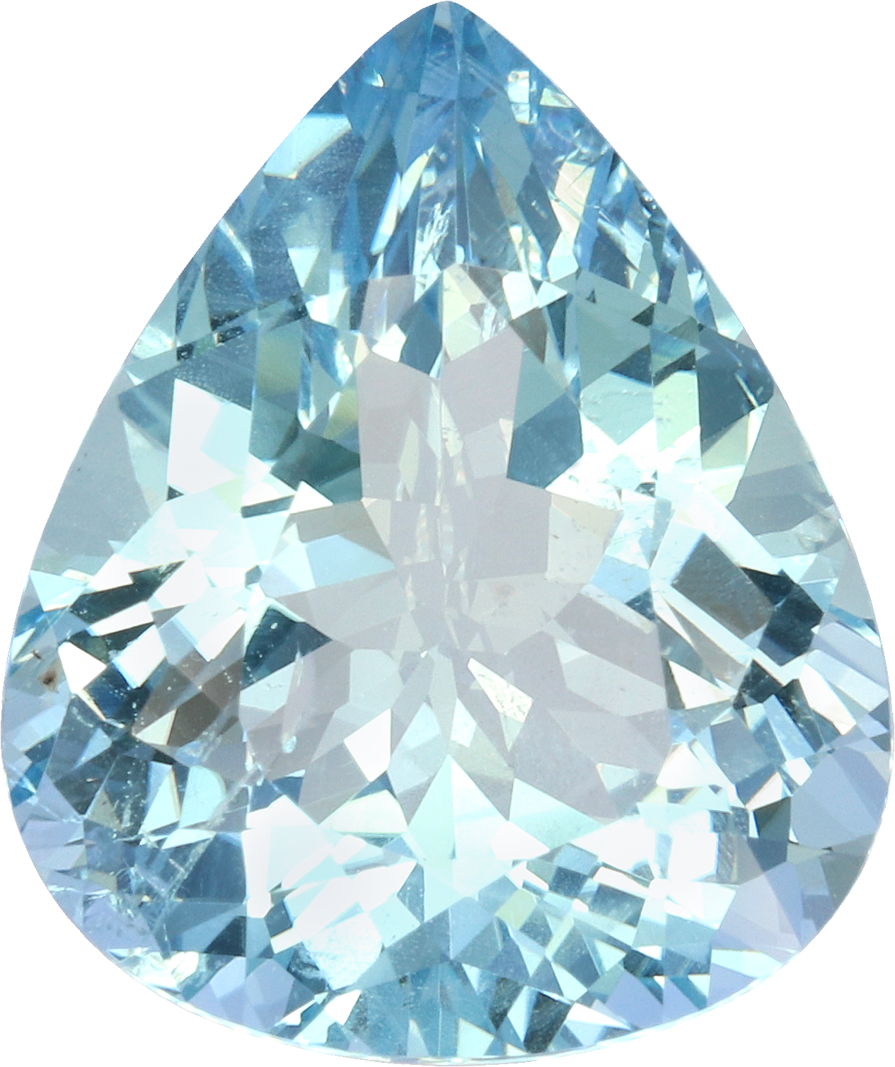 Pear cut aquamarine, 15.55 by 13.02 mm, shown at actual size