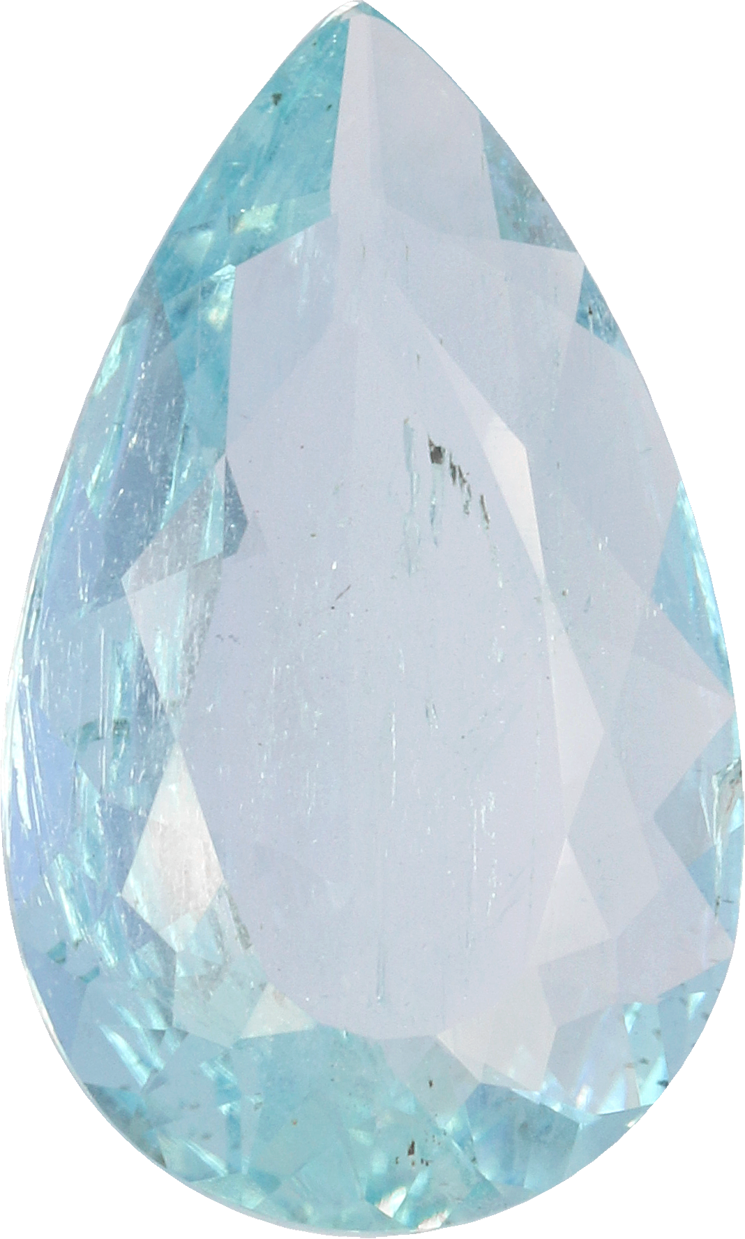 Pear cut aquamarine, 17.92 by 10.84 mm, shown at actual size