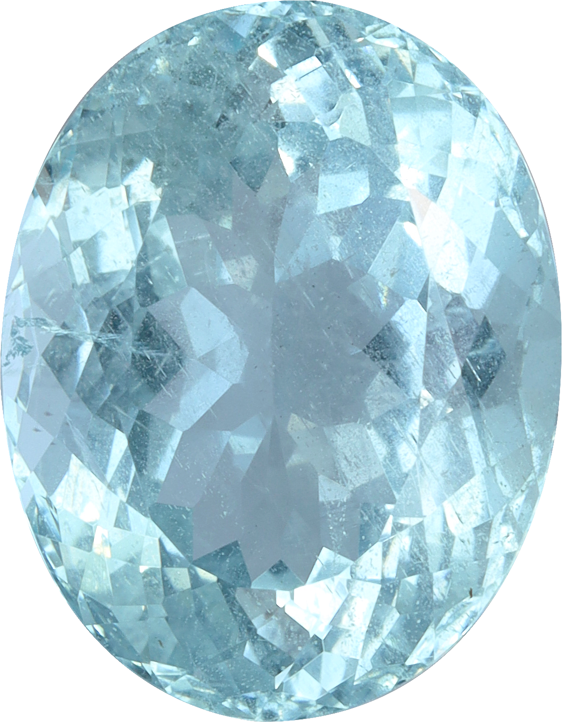 Oval cut aquamarine, 13.87 by 10.81 mm, shown at actual size
