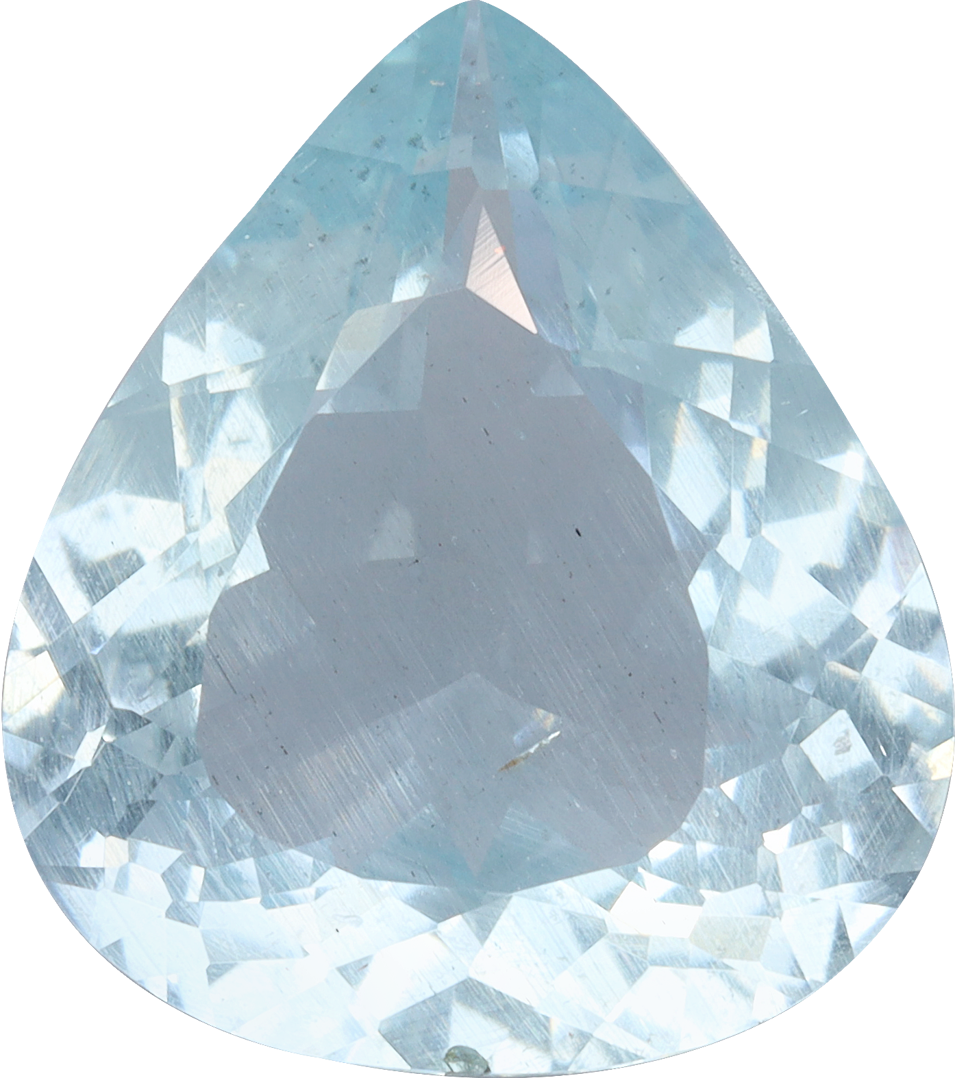 Pear cut aquamarine, 13.62 by 12.02 mm, shown at actual size