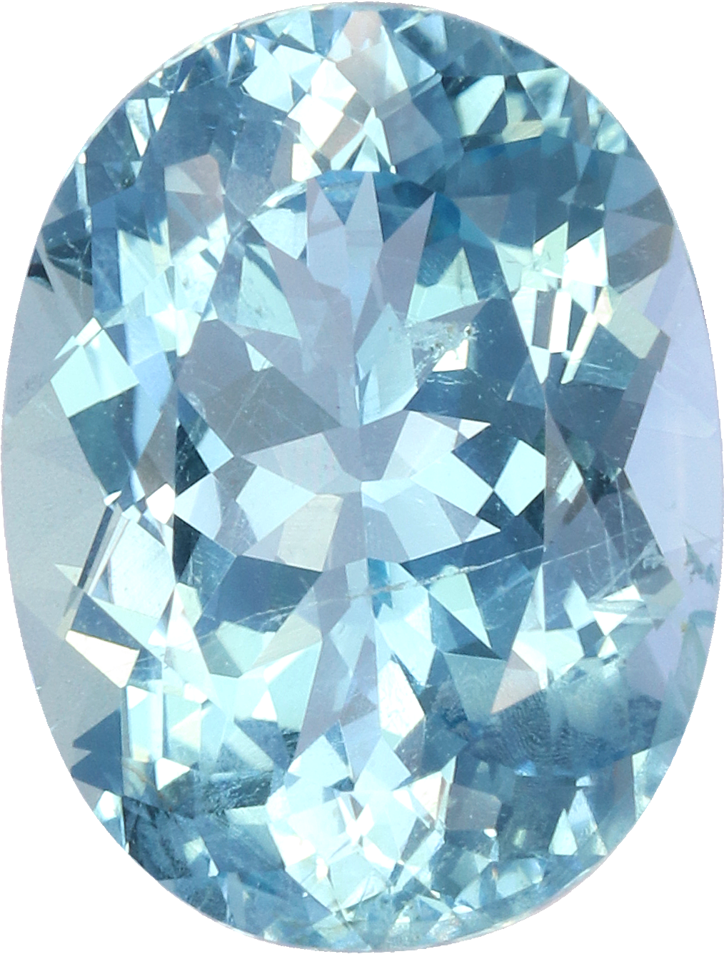 Oval cut aquamarine, 13.8 by 10.52 mm, shown at actual size