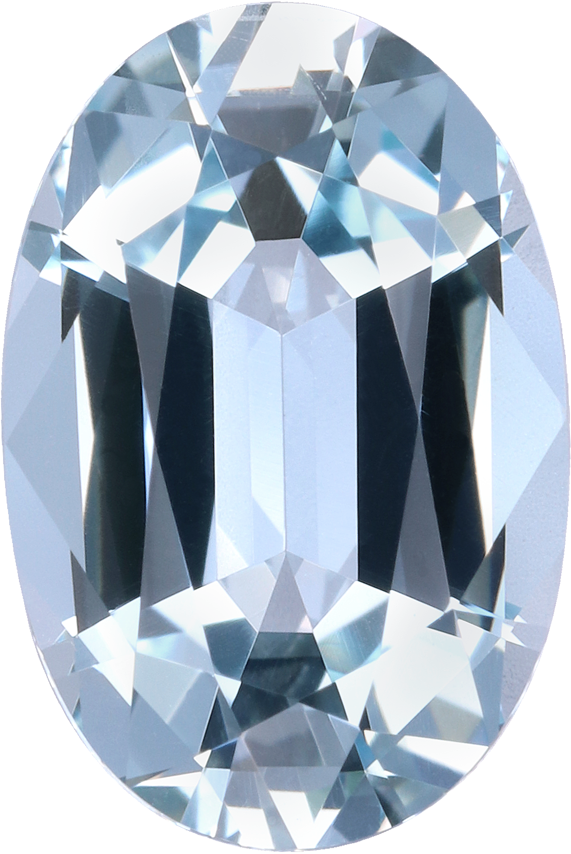 Oval cut aquamarine, 12.65 by 8.51 mm, shown at actual size