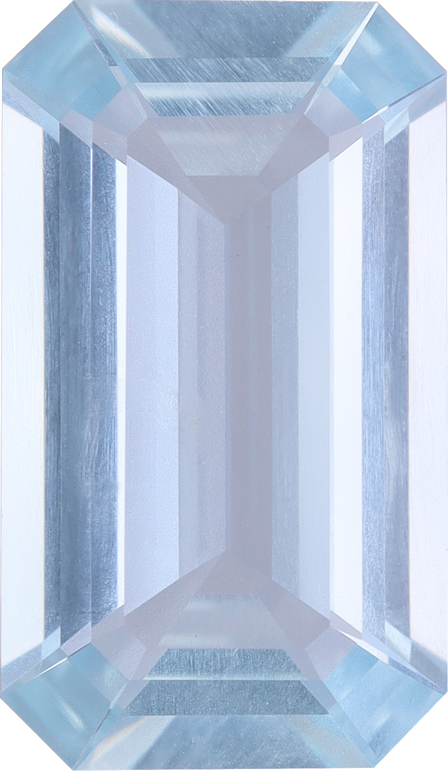 Rectangular cut aquamarine, 14.15 by 8.2 mm, shown at actual size