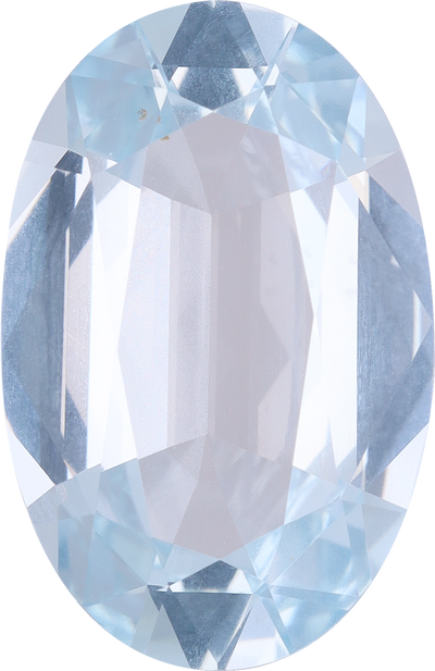 Oval cut aquamarine, 14.29 by 9.28 mm, shown at actual size