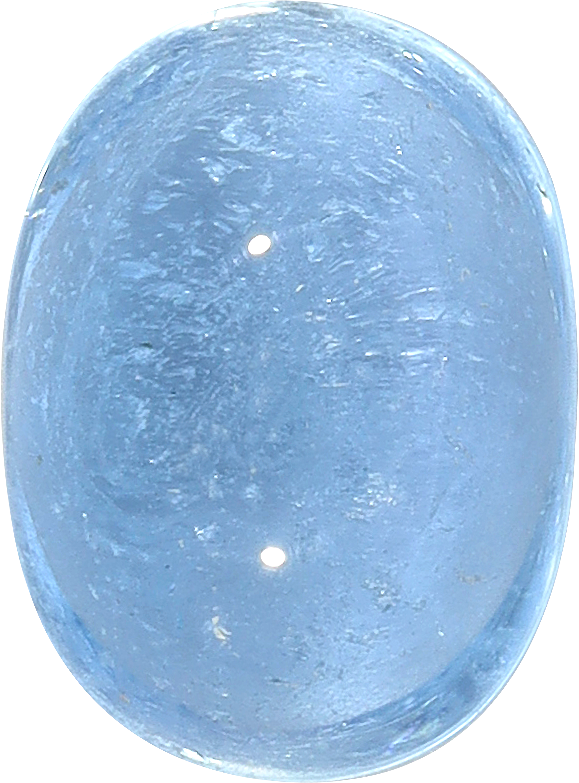 Oval cut aquamarine, 11.42 by 8.36 mm, shown at actual size