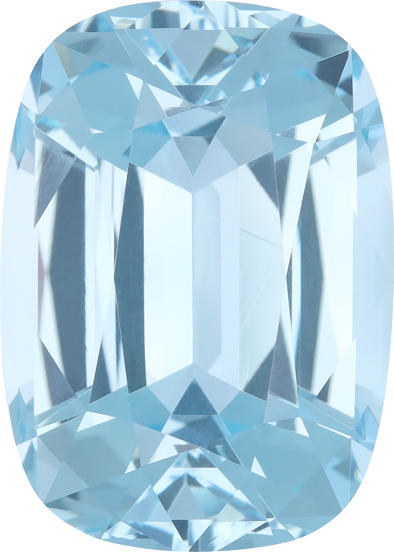 Cushion cut aquamarine, 29.35 by 21.02 mm, shown at actual size