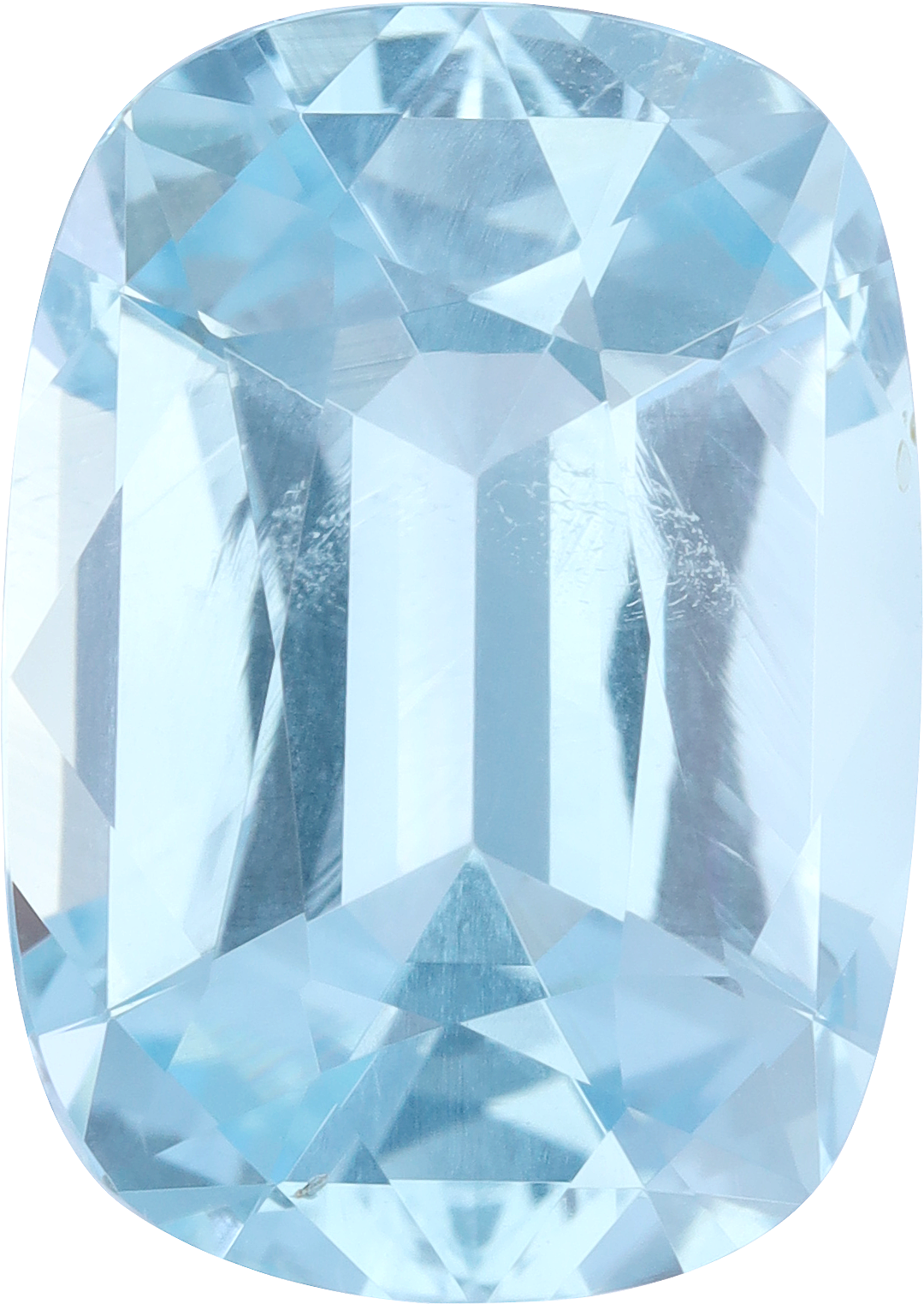 Cushion cut aquamarine, 14.5 by 10.21 mm, shown at actual size