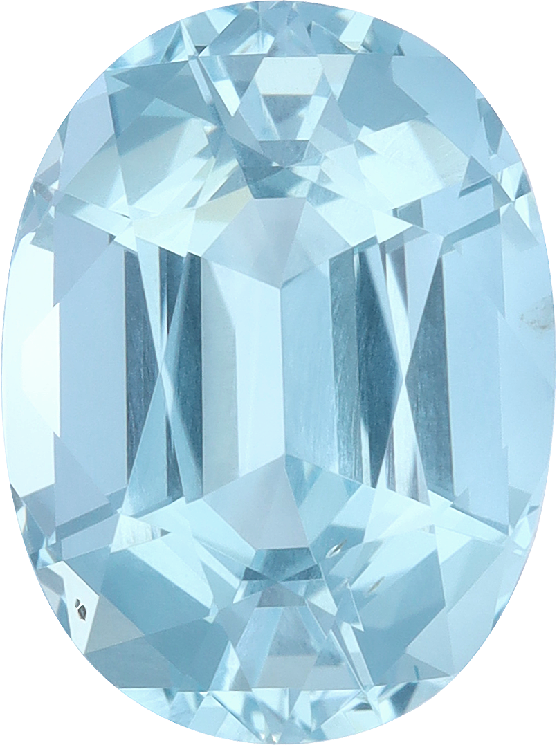 Oval cut aquamarine, 15.1 by 11.27 mm, shown at actual size