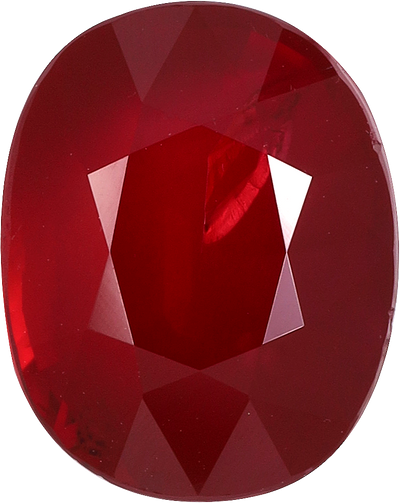 Oval cut mozambique ruby, 8.76 by 6.99 mm, shown at actual size