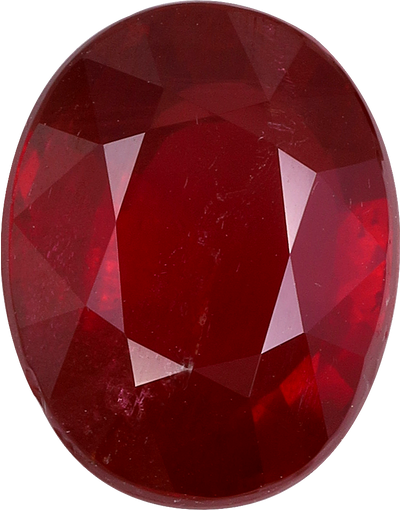Oval cut mozambique ruby, 9.08 by 7.13 mm, shown at actual size