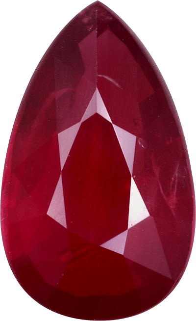 Pear cut mozambique ruby, 12.33 by 7.51 mm, shown at actual size
