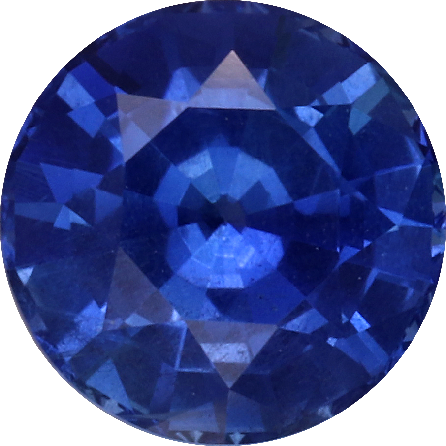 Round cut blue sapphire, 5.75 by 5.72 mm, shown at actual size