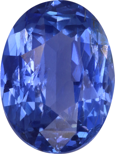 Oval cut blue sapphire, 10.35 by 7.66 mm, shown at actual size