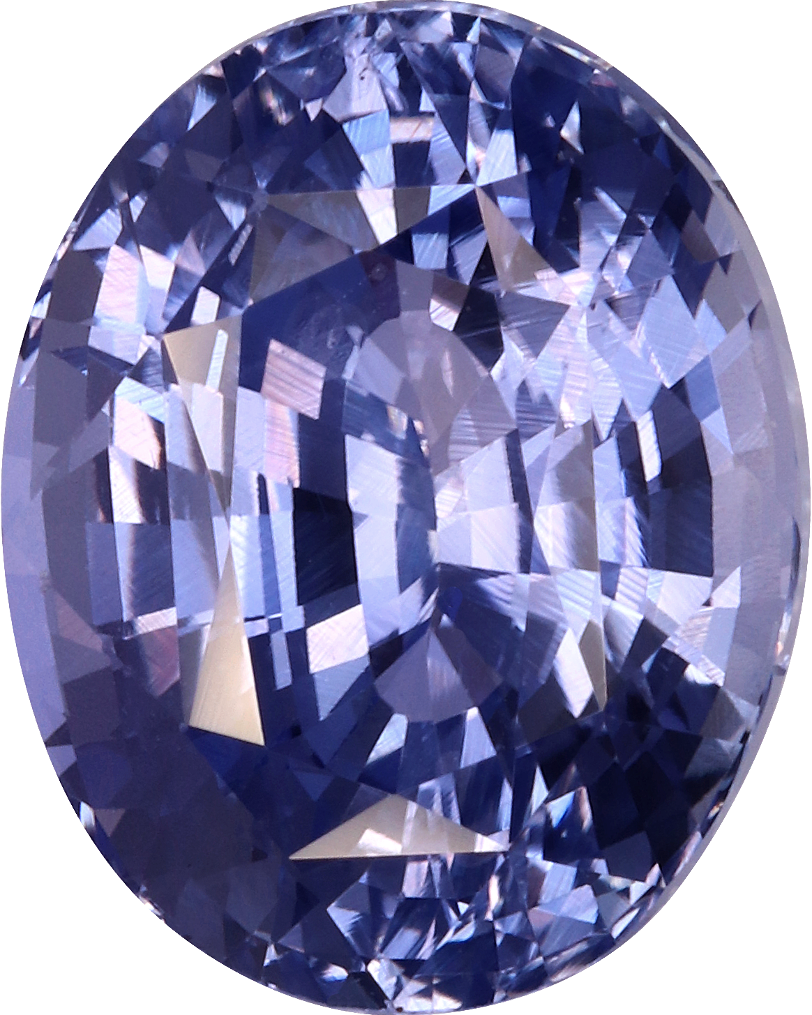 Oval cut blue sapphire, 11.92 by 9.49 mm, shown at actual size