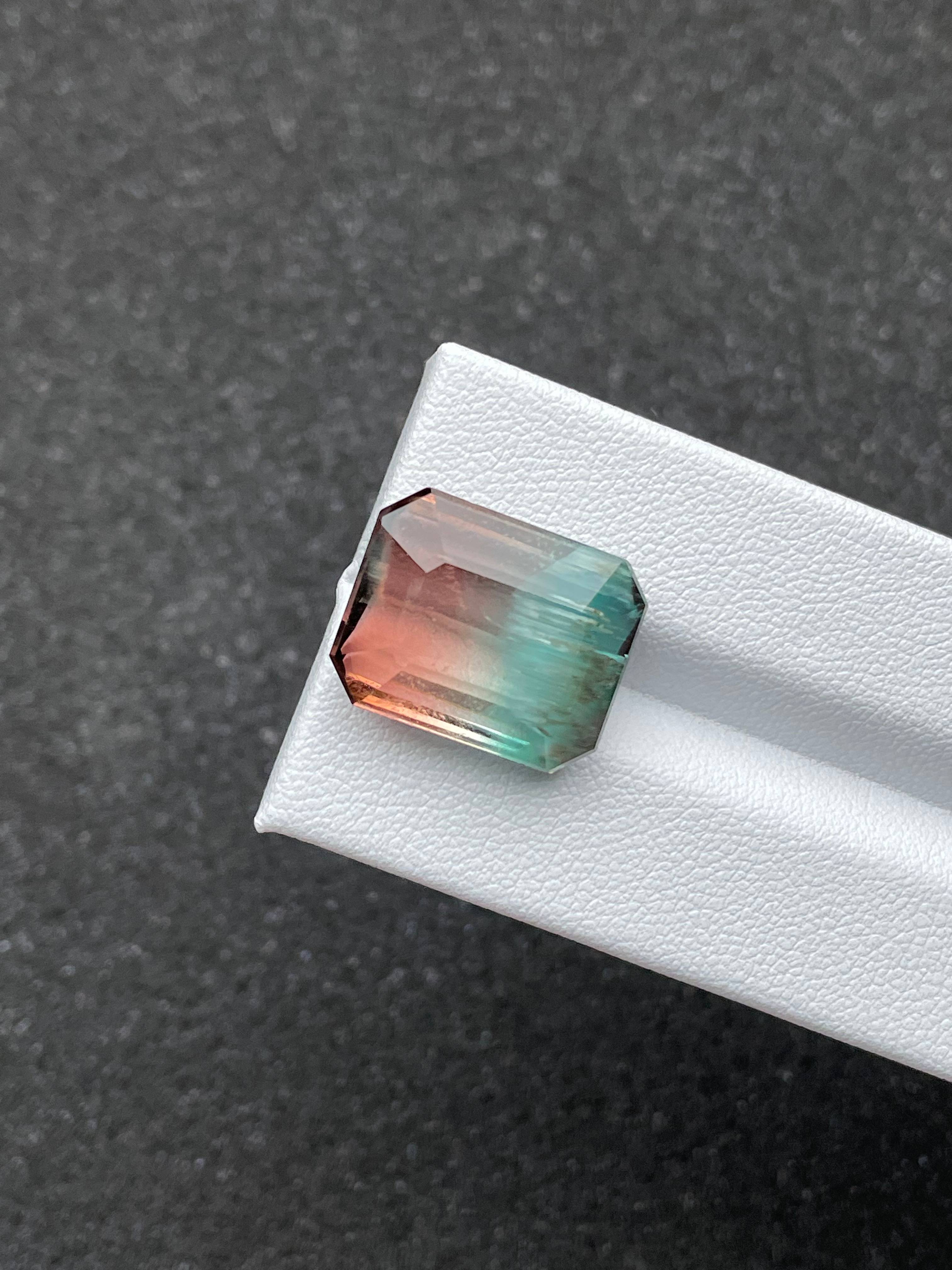 bi colour bi colour tourmaline, 18.82ct rectangular cut — view 5