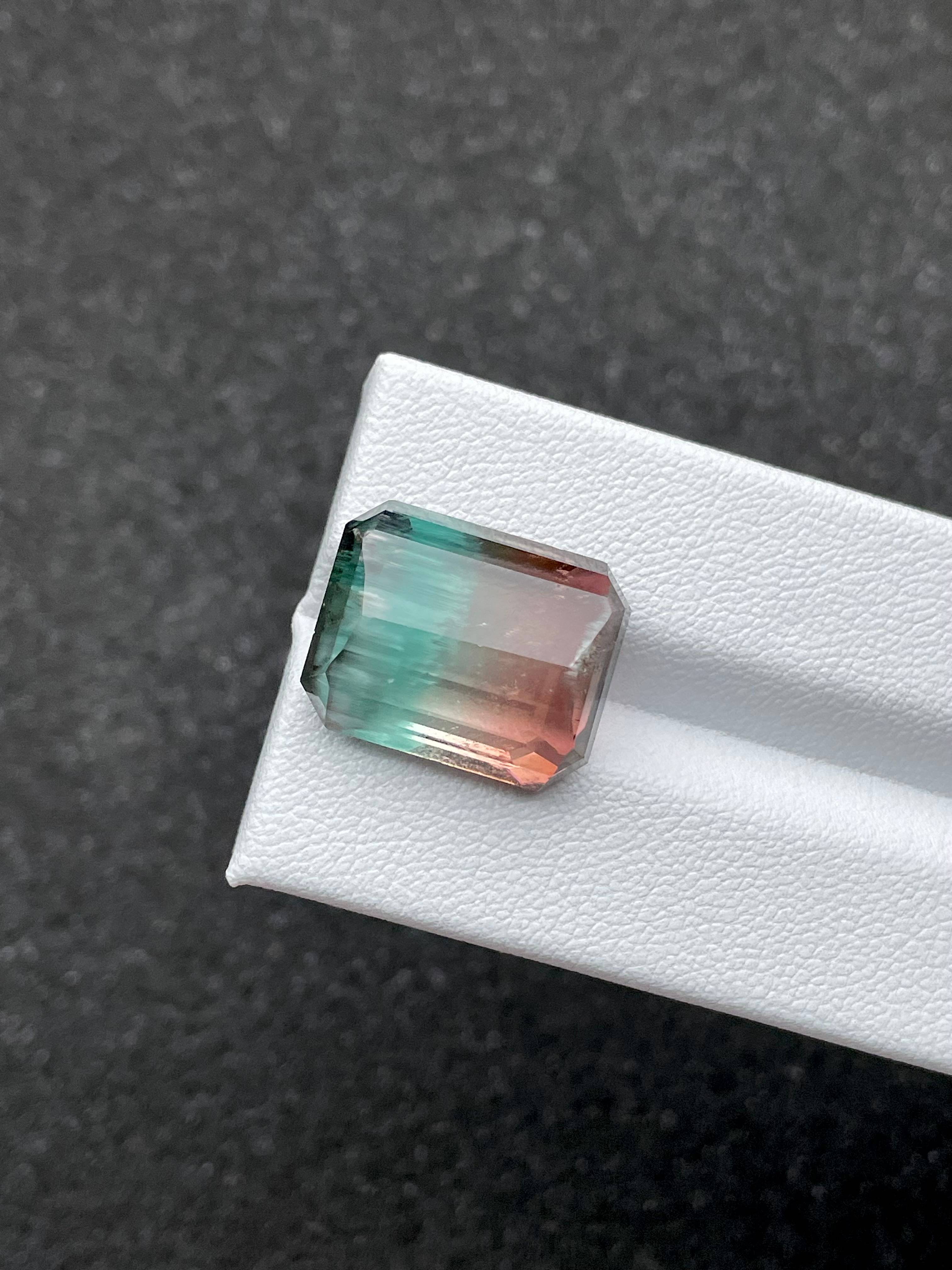 bi colour bi colour tourmaline, 18.82ct rectangular cut — view 6