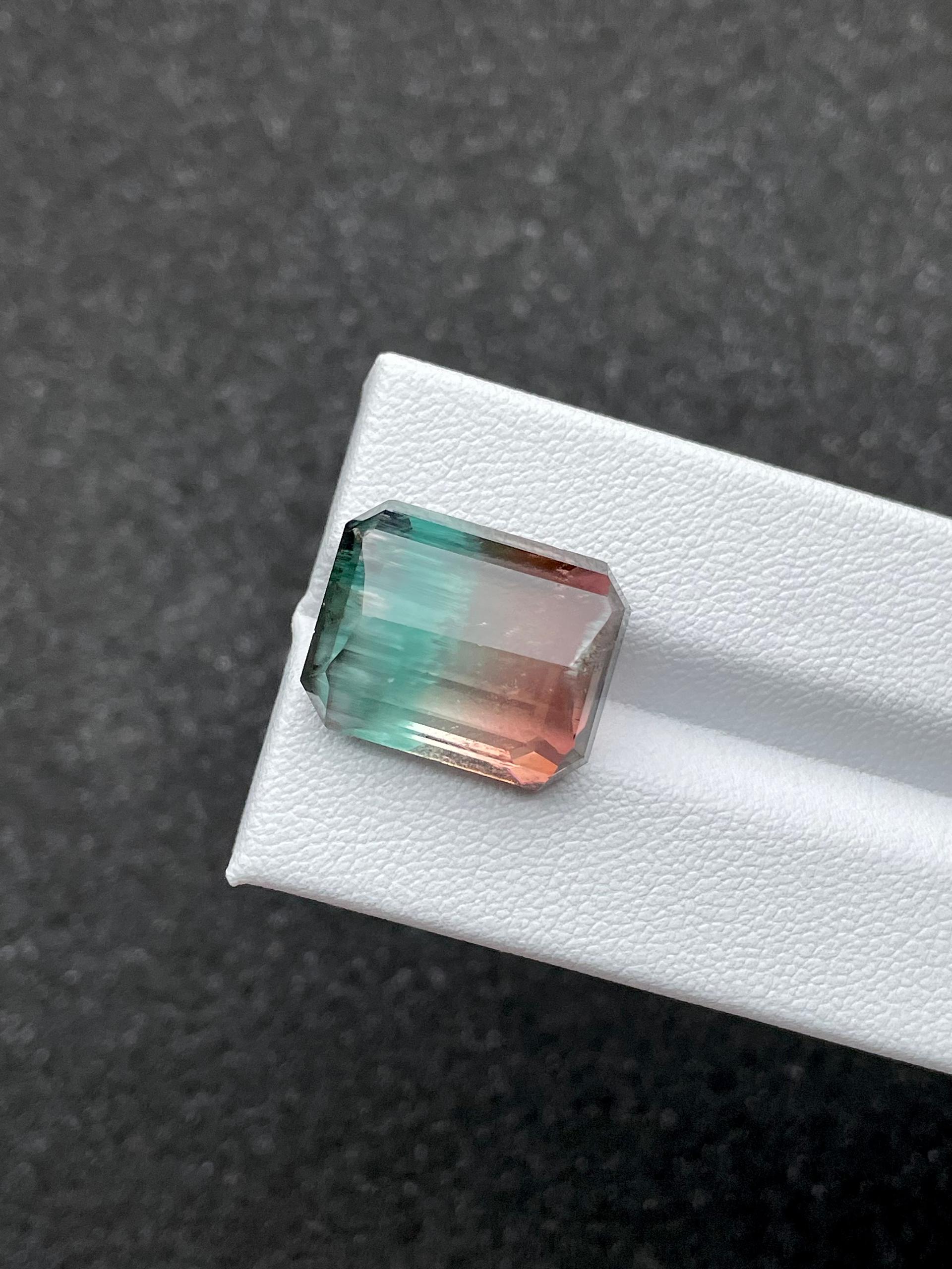 bi colour bi colour tourmaline, 18.82ct rectangular cut — view 6