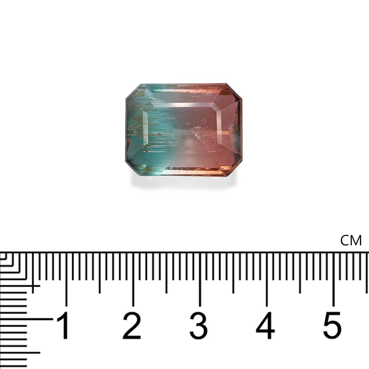 bi colour bi colour tourmaline, 18.82ct rectangular cut — view 4