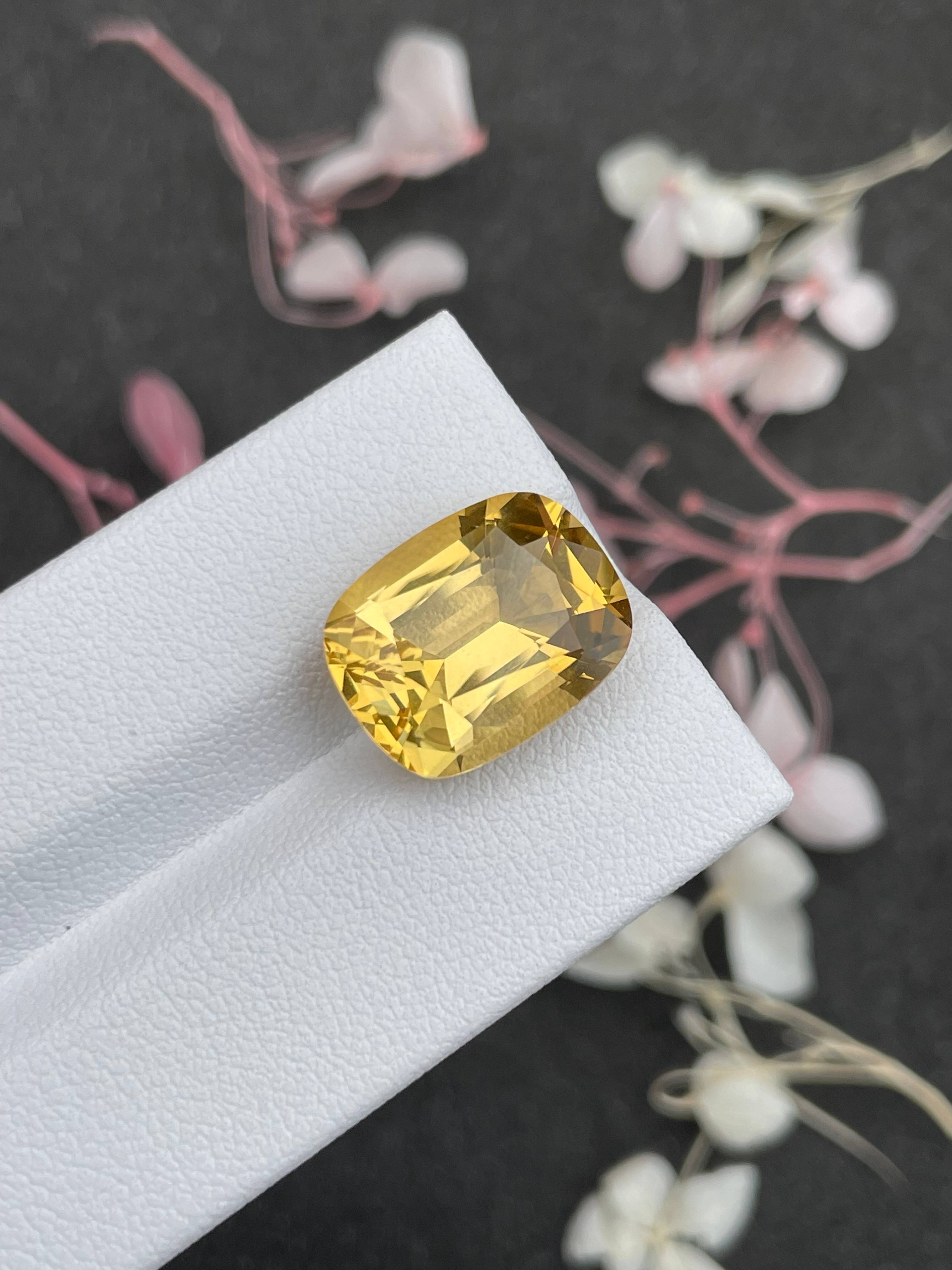 yellow citrine, 9.18ct cushion cut — view 6