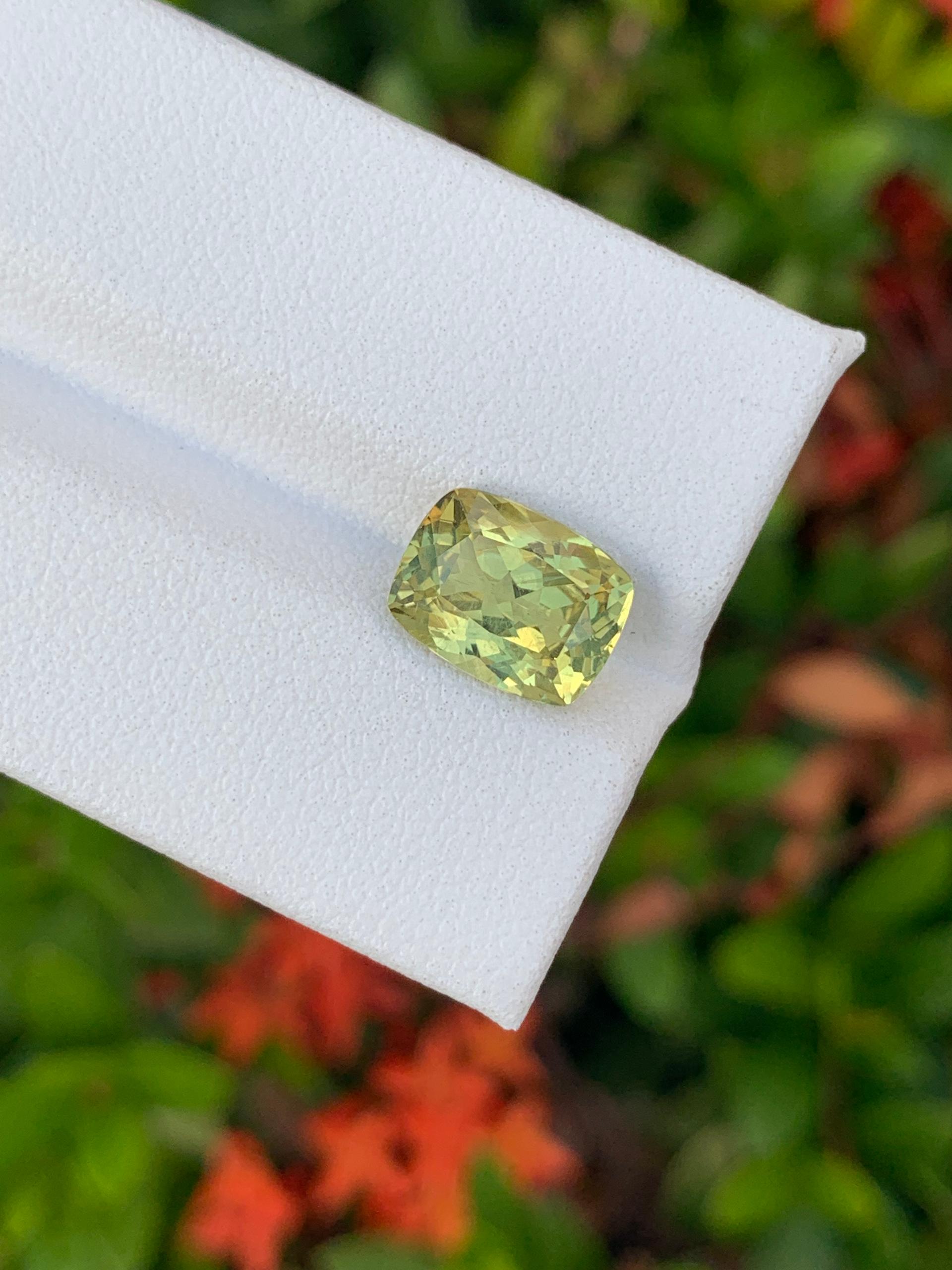 lemon yellow chrysoberyl, 3.24ct cushion cut — view 6