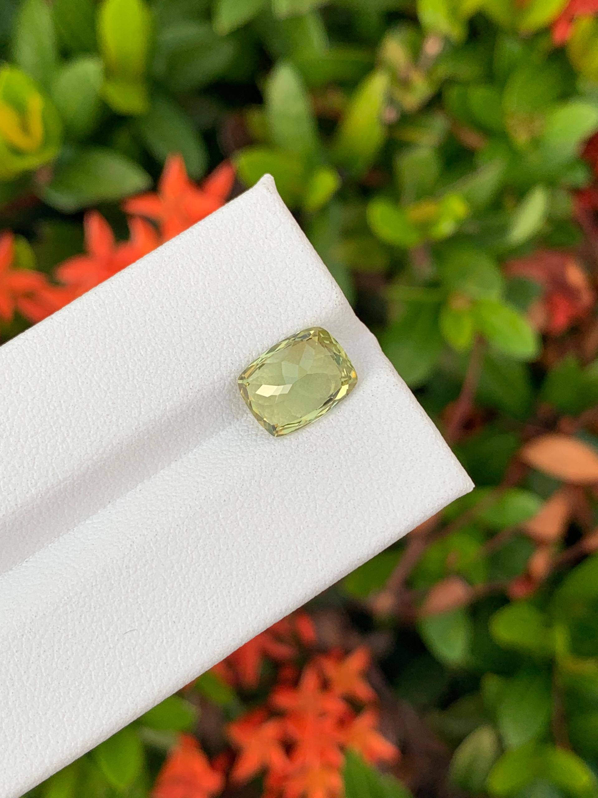 lemon yellow chrysoberyl, 3.24ct cushion cut — view 7
